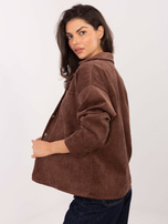 Czekoladowa rozpinana koszula ze sztruksu SUBLEVEL 