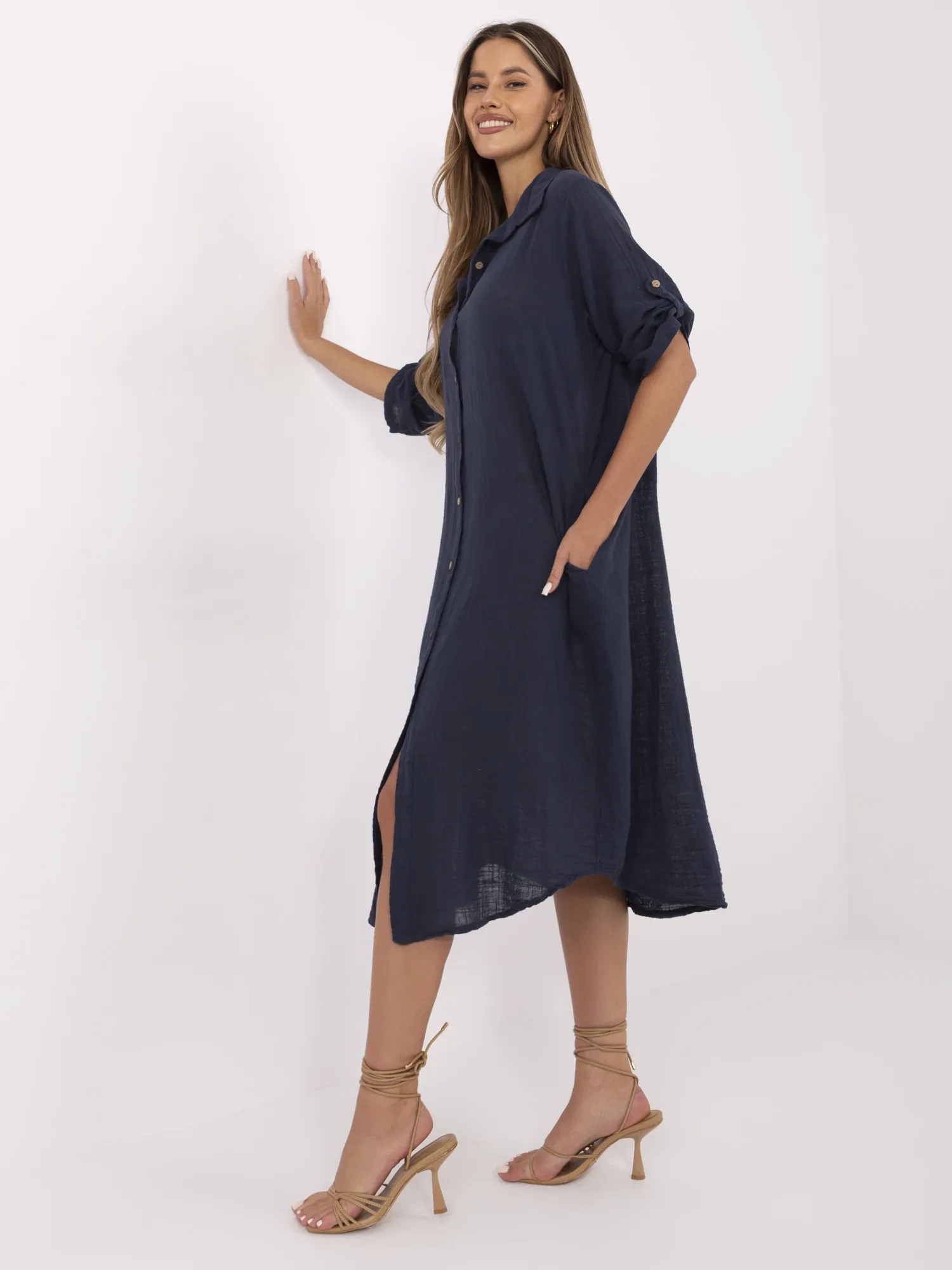 Navy shirt dress for summer OCH BELLA.