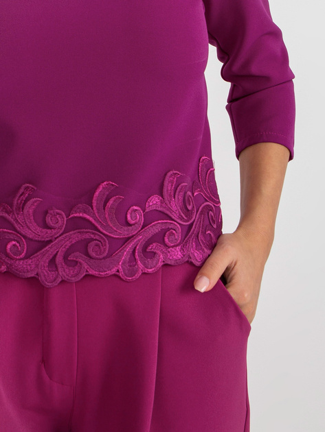 Hurt Fioletowa krótka bluzka wizytowa z rękawem 3/4