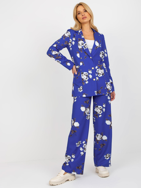 Hurt Kobaltowa elegancka marynarka w róże od garnituru