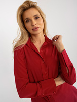 Hurt Bordowa damska koszula klasyczna z długim rękawem 