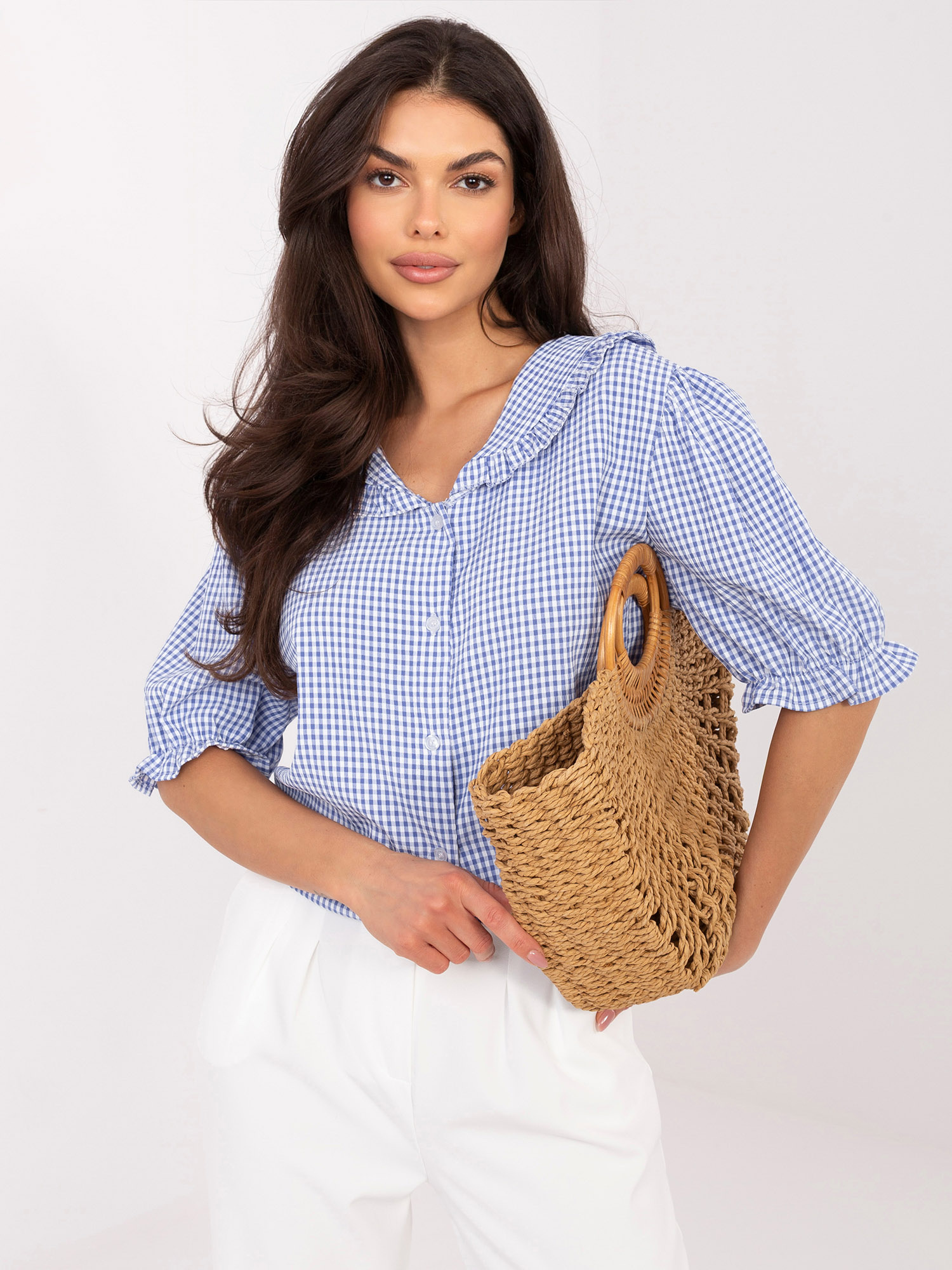 Niebieska rozpinana koszula z kołnierzykiem