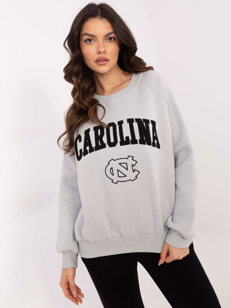 Hurt Jasnoszara damska bluza bez kaptura z haftem