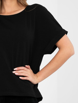 Czarna damska bluzka basic z bawełny RUE PARIS  