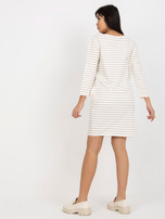 Hurt Ecru-beżowa damska sukienka basic w paski RUE PARIS
