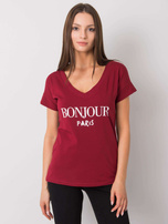 Bordowy t-shirt z napisem Emille