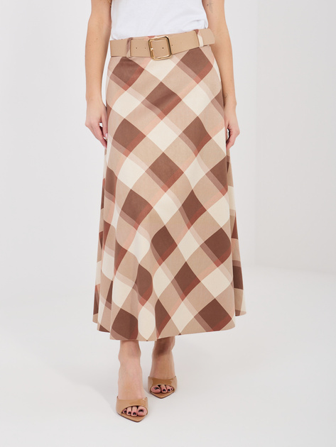 Brązowa elegancka spódnica w kratę
