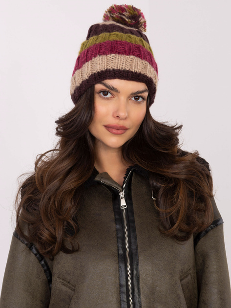 Hurt Ciemnobeżowo-khaki zimowa czapka damska