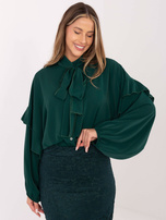 Ciemnozielona koszula oversize z kokardą  