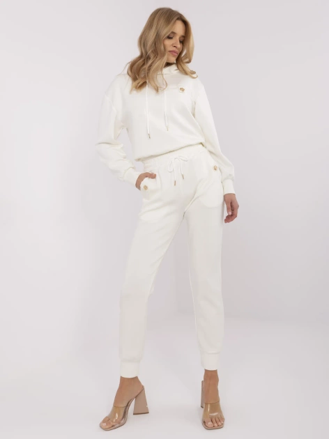 Ecru damski komplet z bluzą z kapturem