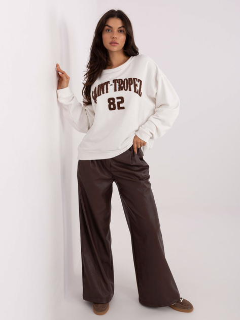 Ecru damska bluza oversize z napisem