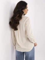 Beżowa damska koszula z kieszeniami 