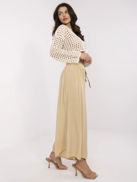Hurt Beżowe letnie spodnie palazzo z paskiem Surie OCH BELLA