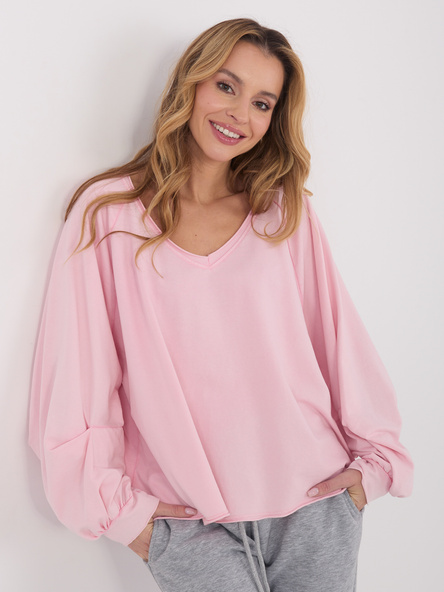 Jasnoróżowa bawełniana bluzka oversize