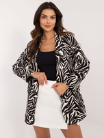 Hurt Ecru-czarna klasyczna marynarka damska w zebrę