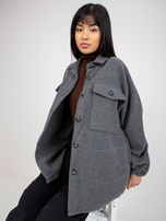 Hurt Ciemnoszara ciepła koszula damska z długim rękawem