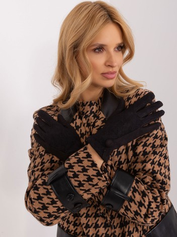 Hurt Czarne damskie rękawiczki z ociepleniem 