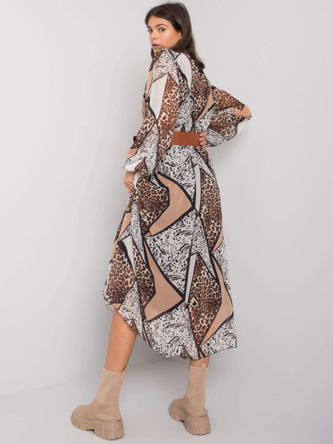 Czarno-beżowa wzorzysta sukienka z paskiem Richland