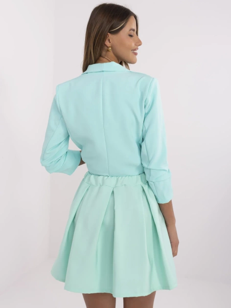 Miętowa rozkloszowana spódnica z gumką w pasie