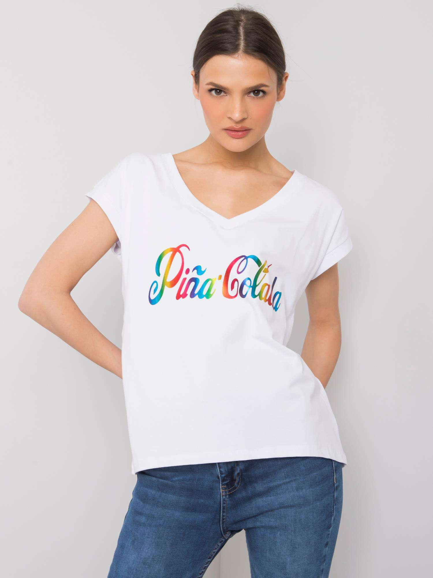 Biały t-shirt z nadrukiem Hollis