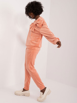 Hurt Brzoskwiniowy dwuczęściowy komplet welurowy ze spodniami