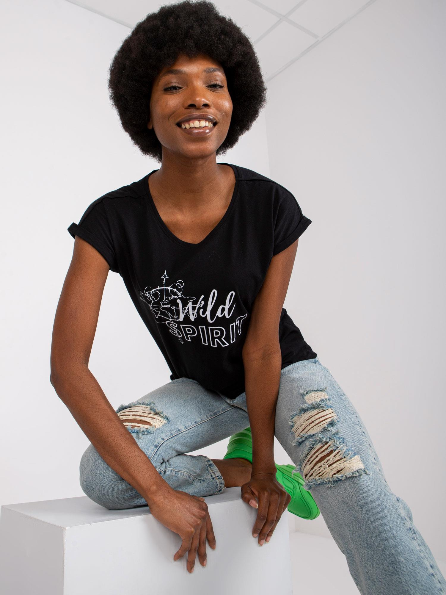 Black women's t-shirt with print Cabrera MAYFLIES