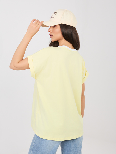Jasnożółta casualowa bluzka z krótkim rękawem