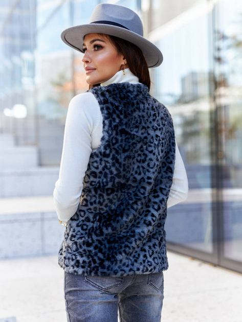 Grafitowa kamizelka futrzana w cętki Perrina