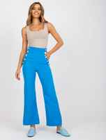 Niebieskie spodnie z materiału z szeroką nogawką