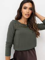 Khaki elegancka bluzka z wiskozy