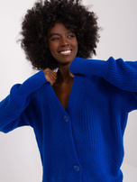 Hurt Kobaltowy rozpinany sweter z guzikami RUE PARIS