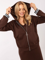 Ciemnobrązowy komplet z rozpinaną bluzą RUE PARIS 