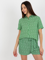 Hurt Zielona bluzka koszulowa we wzory z kołnierzem SUBLEVEL