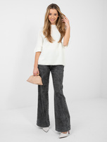 Ecru damski sweter z okrągłym dekoltem