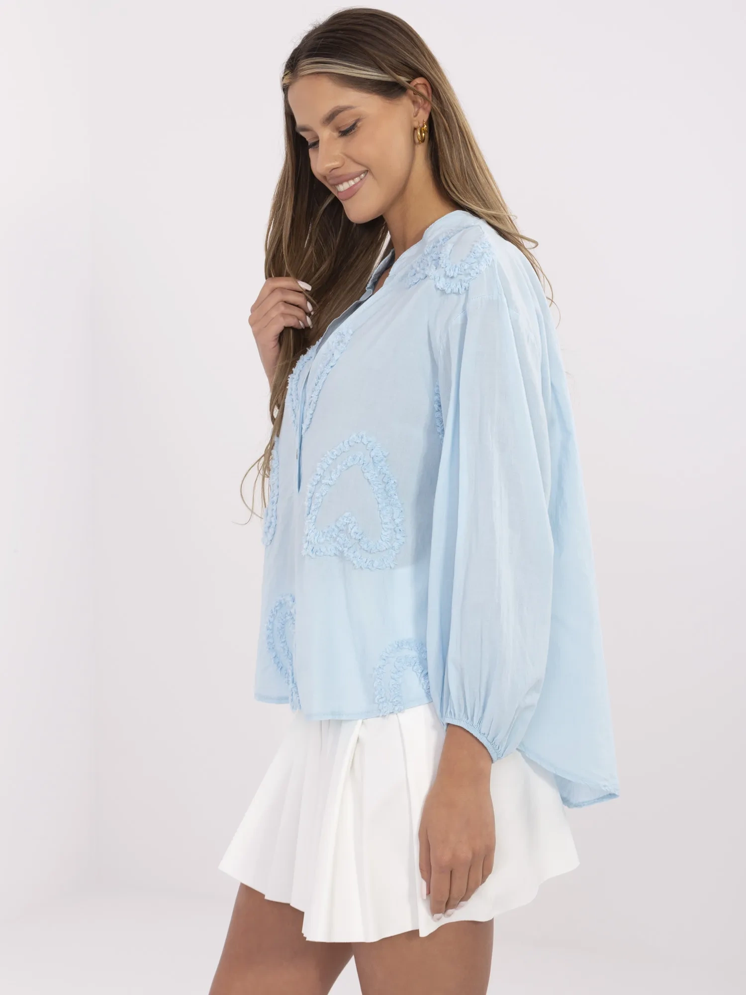 Světle modrá košilová blůza boho OCH BELLA.