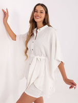 Biały komplet z koszulą o kroju kimono