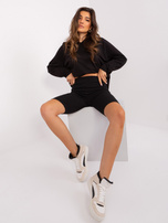 Hurt Czarny bawełniany komplet casualowy z gładką bluzą