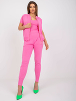 Różowy trzyczęściowy komplet casualowy z bawełny