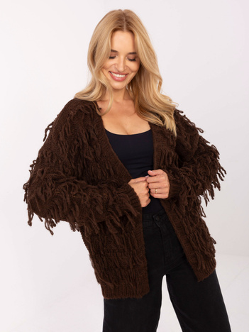 Brązowy damski kardigan w stylu boho RUE PARIS
