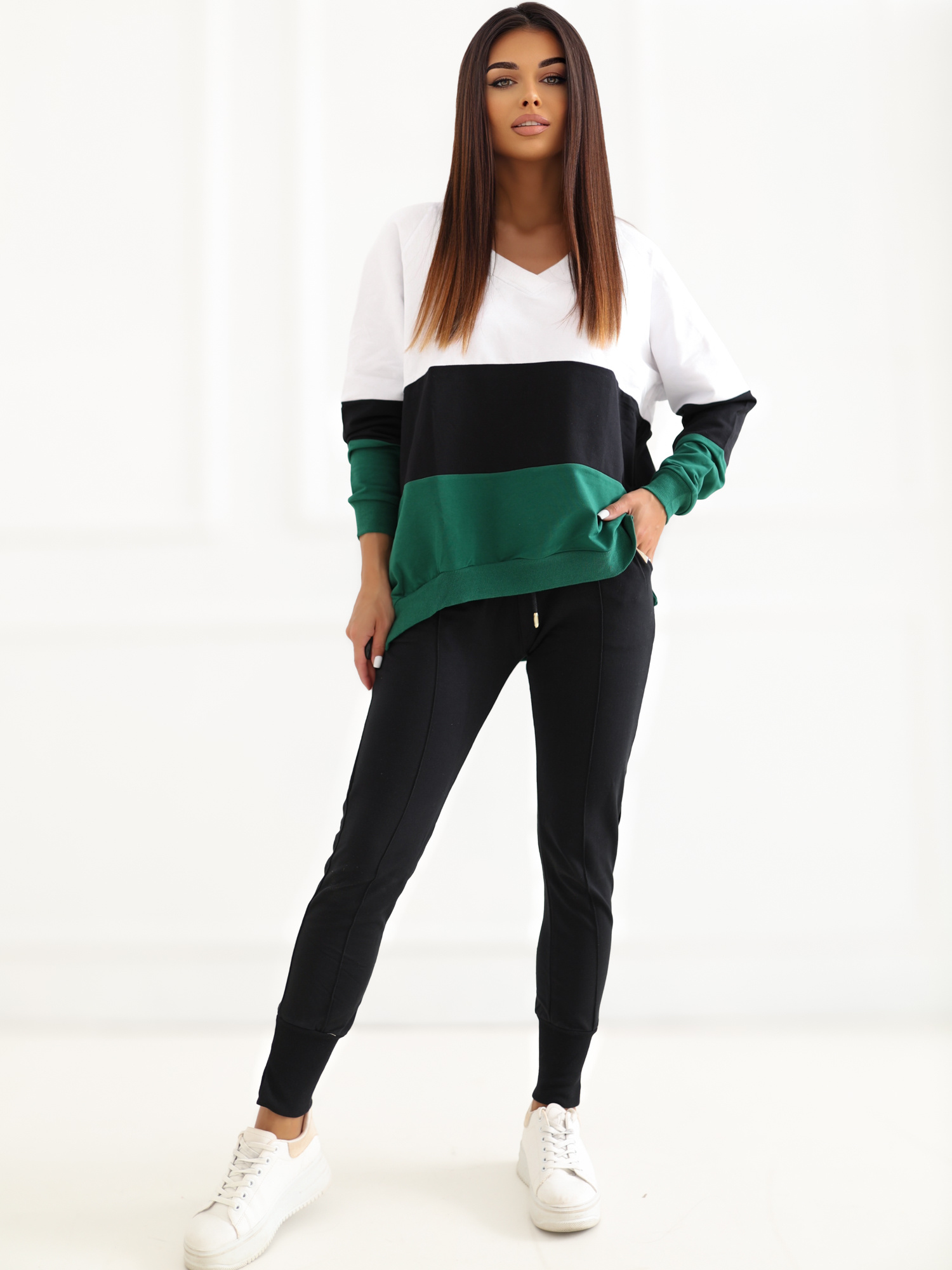 Biało-zielona bluza Lotta RUE PARIS
