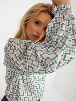 Hurt Biało-beżowa koszula z nadrukiem z imitacji satyny