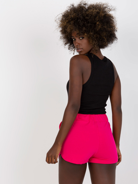 Fuksjowe dresowe szorty basic z kieszeniami