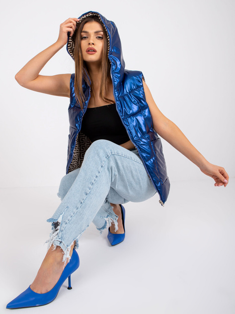 Niebieska dwustronna kamizelka z kapturem Addison