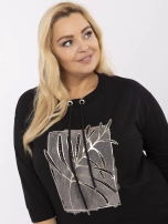 Czarna bawełniana bluzka plus size z aplikacjami