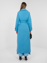 Niebieski dwurzędowy płaszcz z kieszeniami