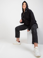 Hurt Czarna rozpinana bluza plus size z kapturem i napisami 