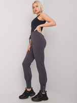 Grafitowe spodnie dresowe z zamkami Cindy RUE PARIS