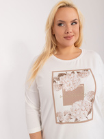 Hurt Ecru kasualinė bluzka plus size su spauda.
