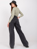 Jasnozielona bluzka prążkowana z guzikami Moxie