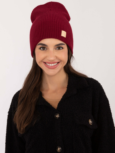 Hurt Bordowa dzianinowa czapka zimowa RUE PARIS